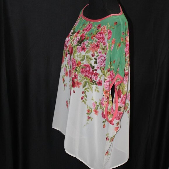 Bobeau Elegant Floral Flowing Women's Top - Picture 6 of 14